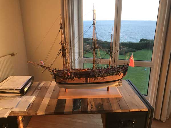 Endeavour on the shore of Brest, France